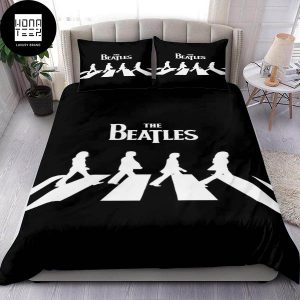 The Beatles Signature Icon Road Abbey Black And White Color Queen Bedding Set