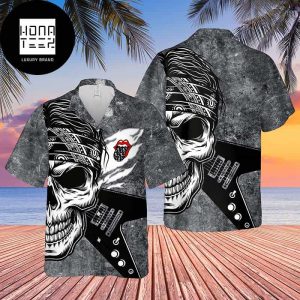 The Rolling Stones Rock N Roll Skull And Guitar 2024 Trending Hawaiian Shirt