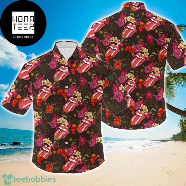 The Rolling Stones Tropical Logo And Flower 2024 Trending Hawaiian Shirt