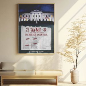 21 Savage The American Dream Tour 2024 New Poster Dark Fan Gifts Home Decor Poster Canvas