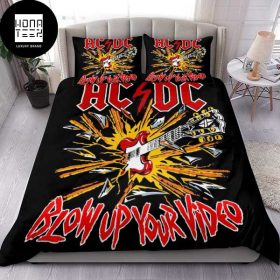 ACDC Black Ice Black And Red Color Queen Bedding Set - Honateez
