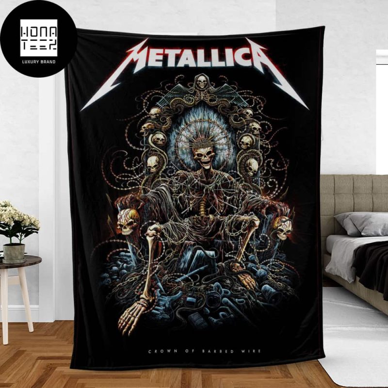 Metallica Crown Of Barbed Wire 72 Seasons Fan Gifts Queen Bedding Set Fleece Blanket Honateez