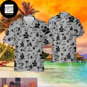 Aerosmith Band Coconut Tree And Birds Grey Color 2024 Trendy Hawaiian Shirt