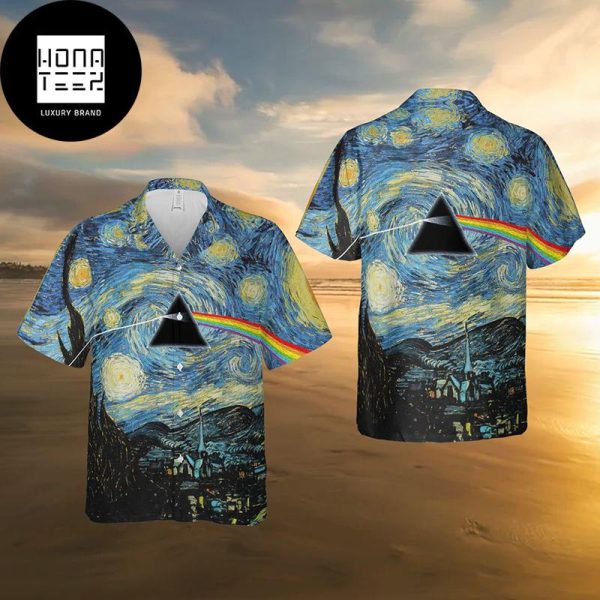 Pink Floyd Starry Night Dark Side Of The Moon Van Gogh 2024 Trendy Hawaiian Shirt
