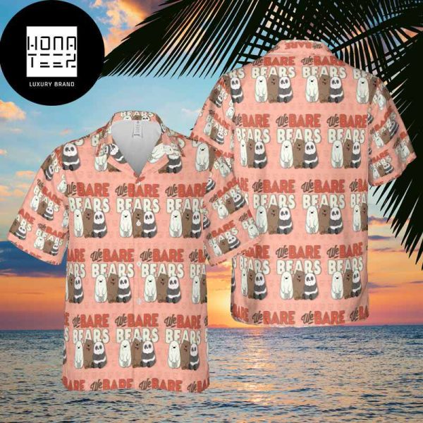 We Bare Bears Pattern Pink Pastel Color 2024 Trendy Hawaiian Shirt