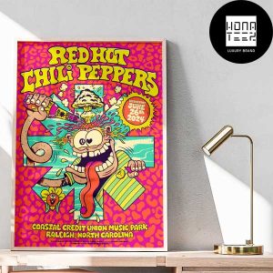 Red Hot Chili Peppers Show at the Coastal Credit Union Music Park at Walnut Creek in Raleigh on June 26th 2024 Home Decor Poster Canvas