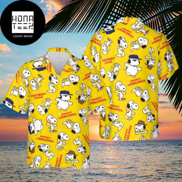 Snoopy And Siblings Yellow Color 2024 Trendy Hawaiian Shirt