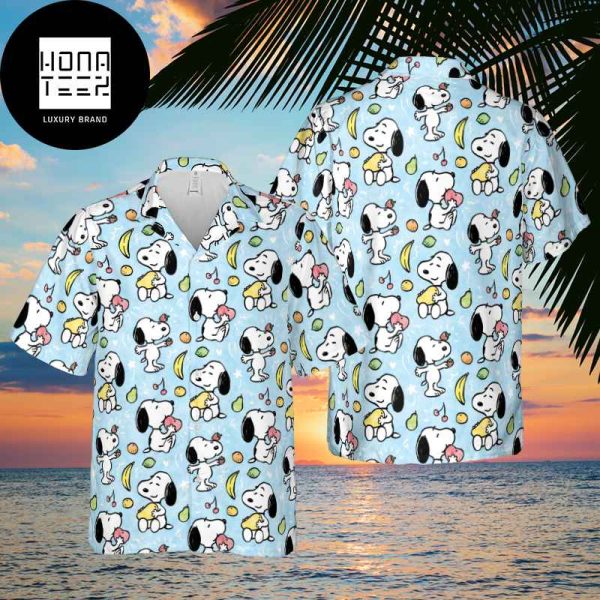 Snoopy With Fruits Cute Blue Color 2024 Trendy Hawaiian Shirt