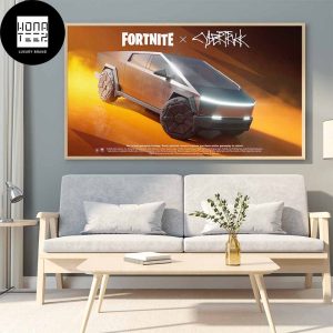 Fortnite x Tesla Cybertruck New Collaboration Fan Gifts Home Decor Poster Canvas