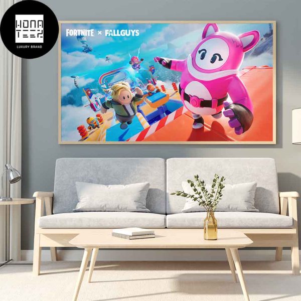 Fortnite X Fall Guys Where We Fallin Fan Gifts Home Decor Poster Canvas