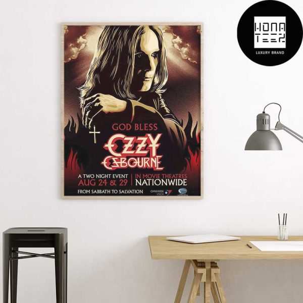 God Bless Ozzy Osbourne In US Movie Theaters On August 24 And 29 2024 Fan Gifts Home Decor Poster Canvas