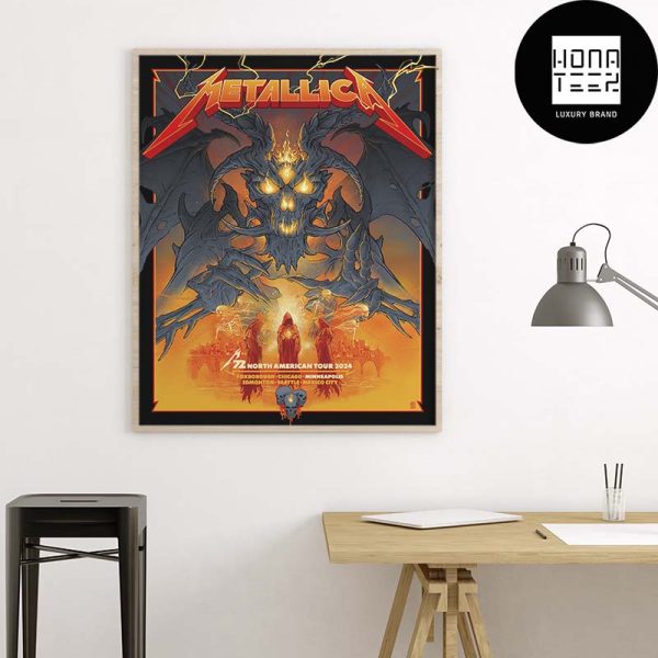 Metallica M72 North American Tour At US Bank Stadium In Minneapolis MN On August 16 2024 Fan Gifts Home Decor Poster Canvas