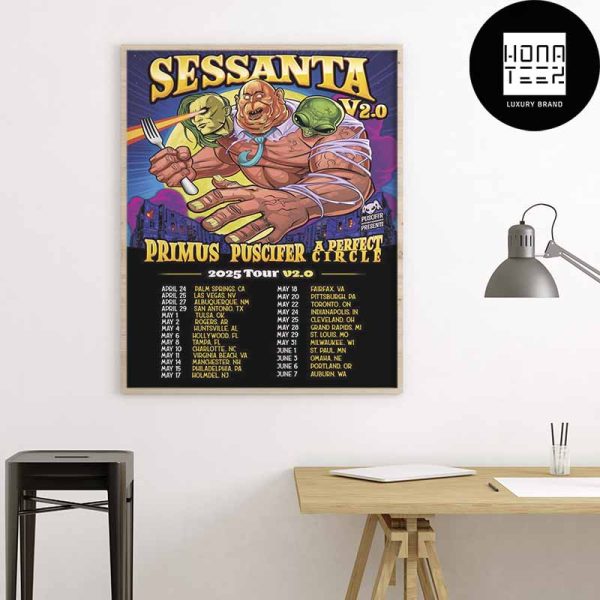 A PERFECT CIRCLE And PRIMUS And PUSCIFER Sessanta V2.0 Tour 2025 Fan Gifts Home Decor Poster Canvas