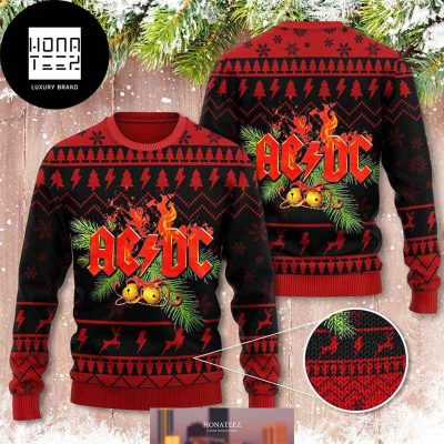 ACDC Christmas Tree Snowflake And Lightning Pattern 2024 Ugly Christmas ...