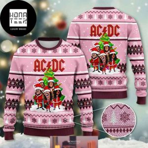 ACDC Cute Chibi Member Pink Color 2024 Ugly Christmas Sweater