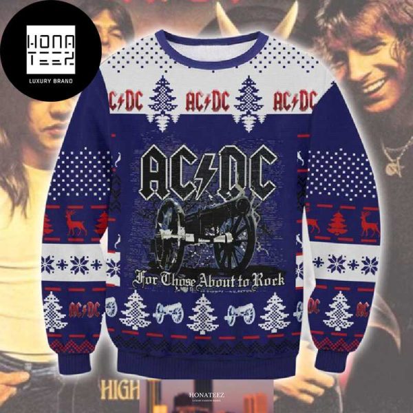 ACDC For Those About To Rock Blue Color 2024 Ugly Christmas Sweater