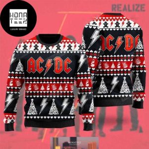 ACDC With Xmas Pattern 2024 Ugly Christmas Sweater