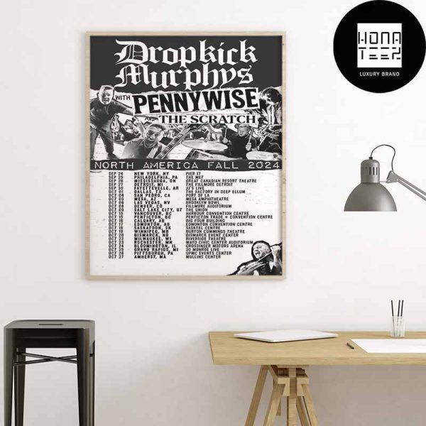 Dropkick Murphys North America Fall 2024 Tour Date Fan Gift Home Decor Poster Canvas