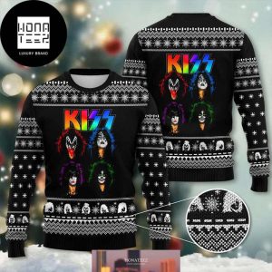 Kiss Band Black And White Pattern 2024 Ugly Christmas Sweater