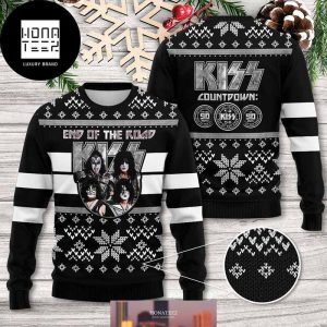 Kiss Band End Of The Road Vintage Pattern Black 2024 Ugly Christmas Sweater