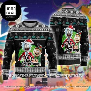 Linkin Park And Rick And Morty Xmas 2024 Ugly Christmas Sweater