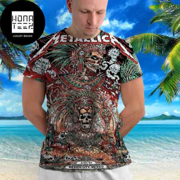 Metallica M72 World Tour At Estadio GNP Seguros Mexico City On September 27 2024 Native Mexico Skull Fan Gifts All Over Print Shirt