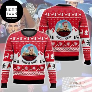 Star Trek Make It Snow Captain Picard Wearing Santa Hat Cute 2024 Ugly Christmas Sweater