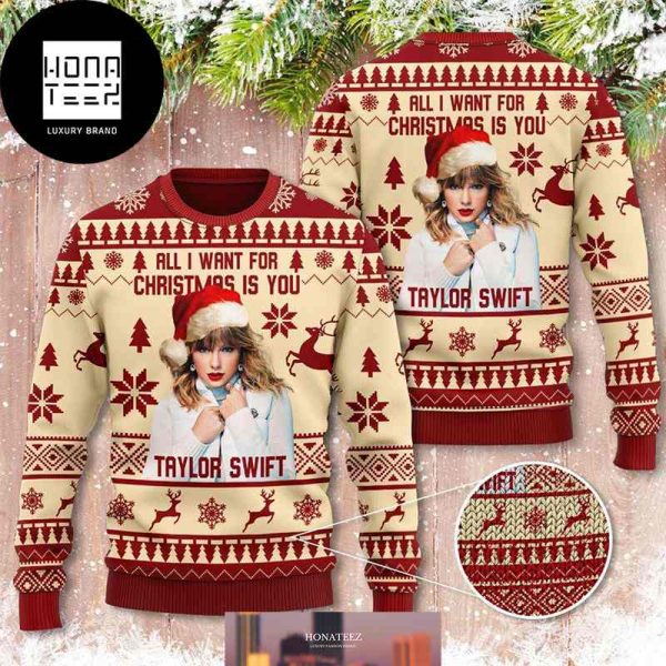 Taylor Swift All I Want For Christmas Is You Red Color 2024 Ugly Christmas Sweater