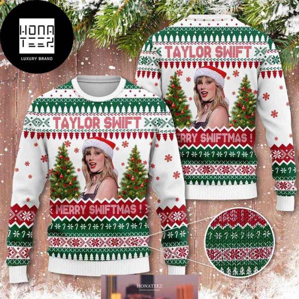 Taylor Swift Merry Swiftmas With Xmas Tree And Candy Cane 2024 Ugly Christmas Sweater