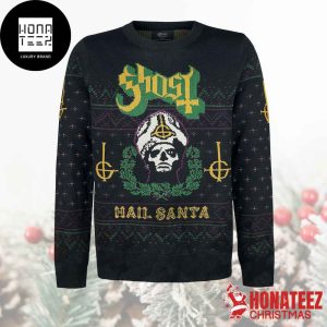 Ghost Band Papa Emeritus Hail Santa Xmas Gifts 2024 Ugly Christmas Sweater