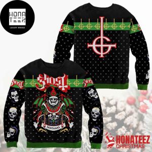 Ghost Band Santanas Signature Black And Green Color 2024 Ugly Christmas Sweater