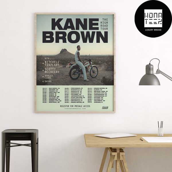 Kane Brown The High Road 2025 Tour Date Fan Gifts Home Decor Poster Canvas