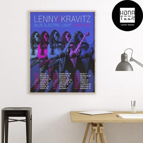 Lenny Kravitz Blue Electric Light 2025 Tour Dates Fan Gifts Home Decor Poster Canvas