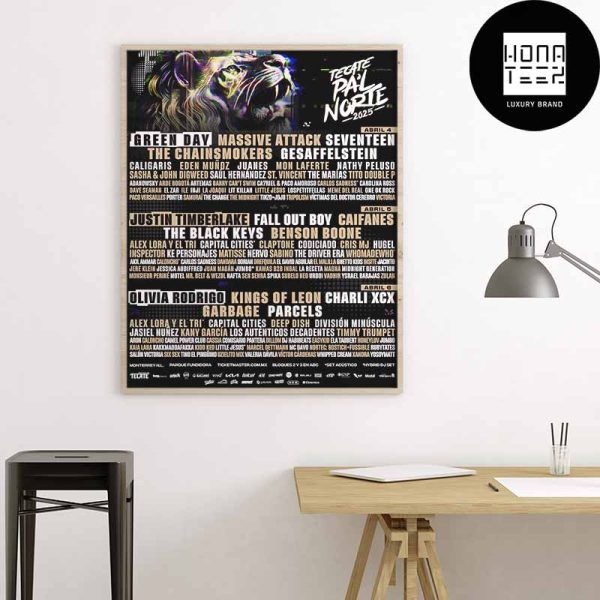 Tecate Pal Norte Lineup Official 2025 Fan Gifts Poster Canvas