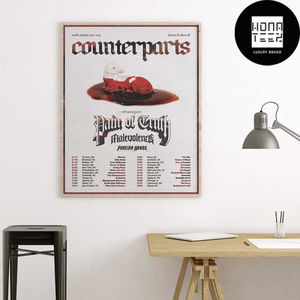 Counterparts Band The Heaven Let Them Die North American 2025 Tour Dates Fan Gifts Home Decor Poster Canvas