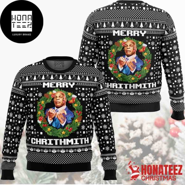 Mike Tyson Merry Chrithmith Snowflake Pattern Xmas Gifts 2024 Ugly Christmas Sweater