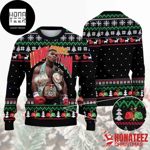 Mike Tyson Winner Photo Xmas Pattern 2024 Ugly Christmas Sweater