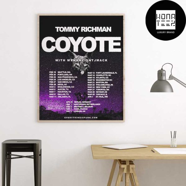 Tommy Richman The Coyote 2025 Tour Dates Fan Gifts Home Decor Poster Canvas