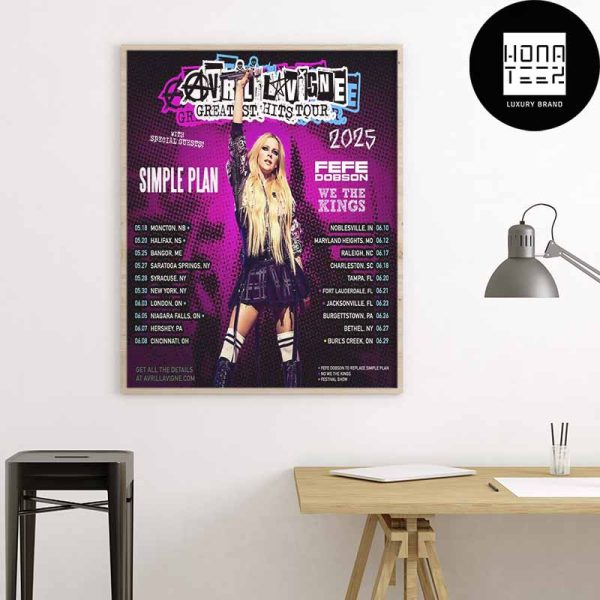 Avril Lavigne Greatest Hits 2025 Tour Dates Fan Gifts Home Decor Poster Canvas